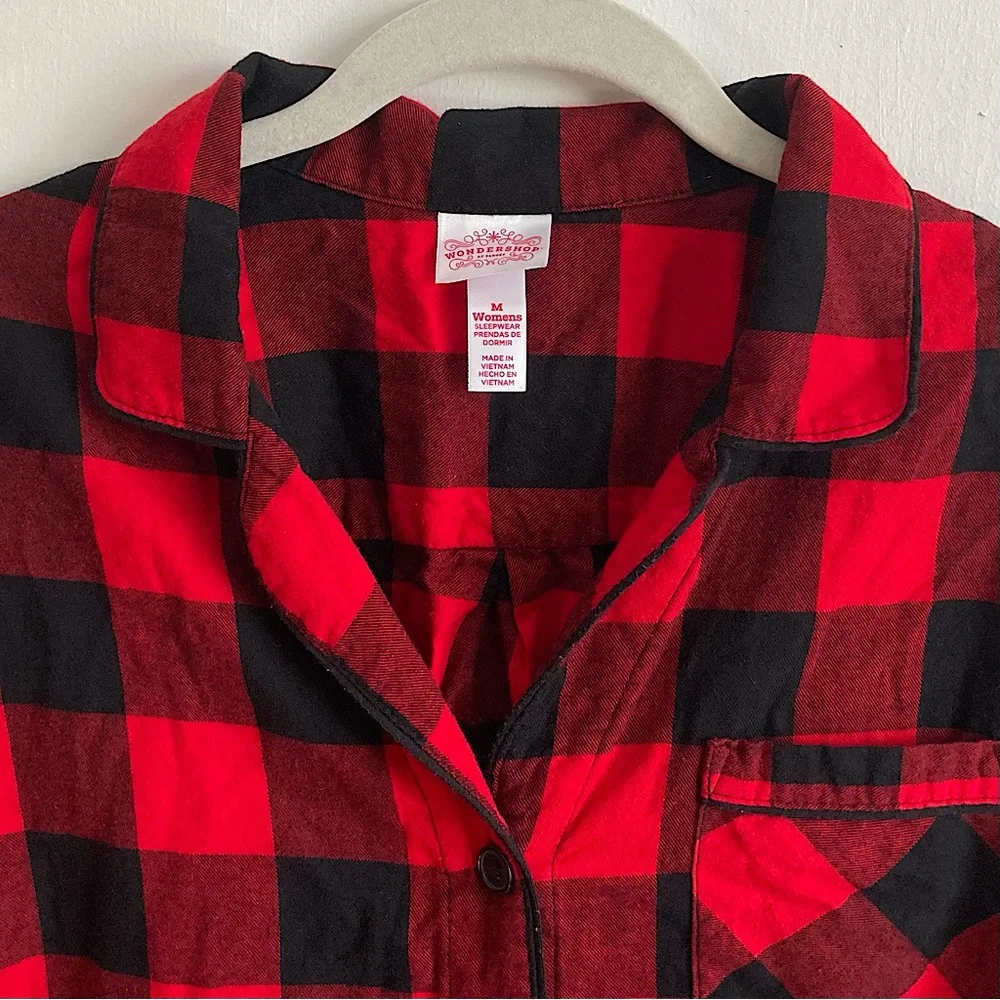 Wondershop by Target Red Gingham Plaid Button Down Nightgown Medium - Picture 4 of 11